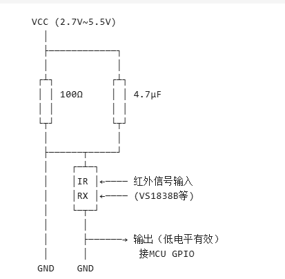 超小型红外遥控接收头规格参数_VS1838B引脚定义_TTL/CMOS电平兼容